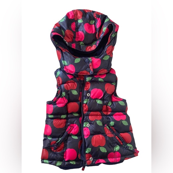 GAP Red & Pink 🍎 Hooded Puffer Vest - Girls 3 Years Old - Picture 2 of 5